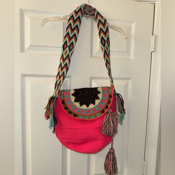 Rhinestone Colorful Colombian Wayuu Mochila Bag! - Picture 3 of 5